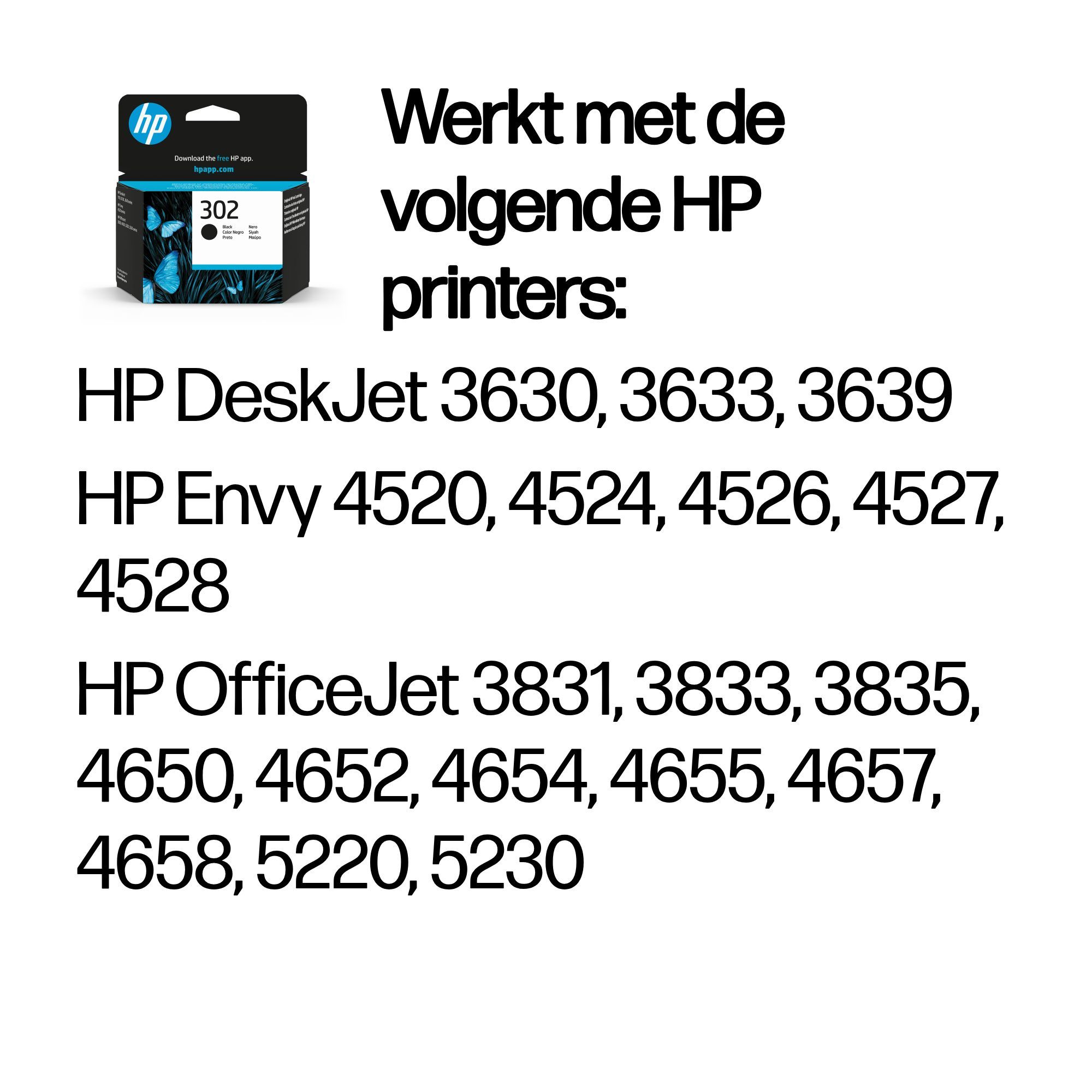 HP 302 Zwarte inktcartridge - Origineel - 170 pagina's - Geschikt voor HP DeskJet, ENVY en OfficeJet printers