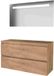 Basic Line Economic 46 Badkamermeubelset - 120 x 46 cm - Greeploos - 2 Lades - Wastafelblad - Spiegel met LED Verlichting - Whisky Oak