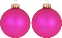 Krebs Kerstballen - bubbelgum roze - 16x - glas - 7 cm - mat