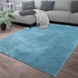 TT Home Vloerkleed Woonkamer Laagpolig Eenkleurig Modern Design Wasbaar Geel Gold, Kleur: Lichtblauw Turquoise, Maat:140x200 cm