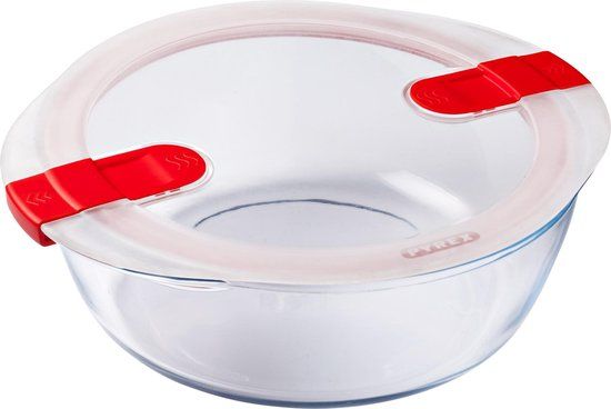 PYREX Cook & Heat Voedselcontainer Rond met Deksel - 26 x 23cm - Transparant