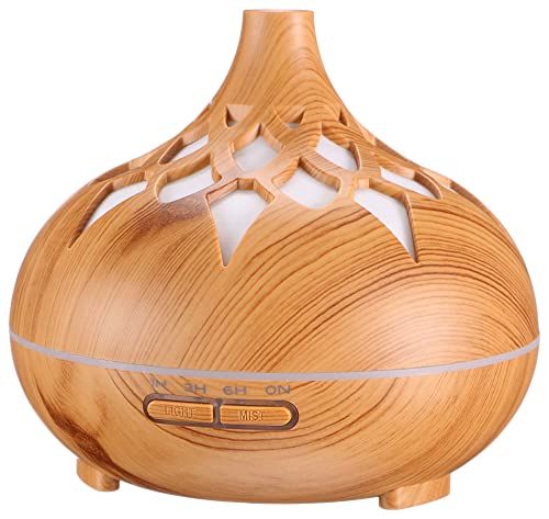 SIXTOL Palm Aroma Difuzer 500 ml | Ultrasone luchtbevochtiger | Voor luchtbevochtiging en doorruiken van thuis, slaapkamer, kantoor | Aromatherapie | Voor etherische oliën (licht hout)