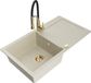 Mexen Leo granieten spoelbak met 1 bak, afdruiprek en keukenmengkraan Aster, beige