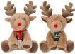 Merkloos Deurstopper Rendier - 2x stuks - rood en groen - pluche - 23 x 33 cm