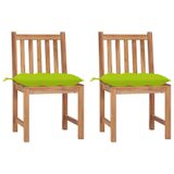 VidaXL Tuinstoelen 2 stuks met kussens massief teakhout Groen