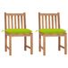 VidaXL Tuinstoelen 2 stuks met kussens massief teakhout Groen
