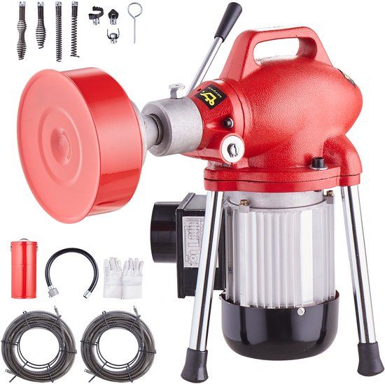 VEVOR Pijpreinigingsmachine Pijpreinigingsapparaat 370W 36,6mx16mm/7mx9,5mm