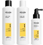 Nioxin System 1 Trial Kit - Natuurlijk/Ongeverfd Haar - Licht Dunner Wordend - 150+150+50ml