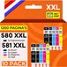 Canon 10 cartouches d'encre XXL avec puce, compatible avec Canon PGI-580 CLI-581