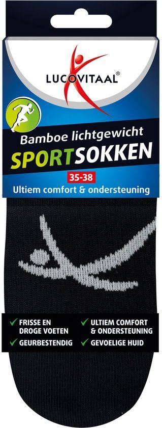 Lucovitaal bambolux Lucovitaal Sportsokken Bamboe Zwart 35-38
