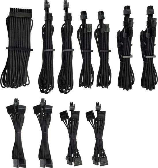 Corsair Premium Individually Sleeved PSU Cables Pro Kit Type 4 Gen 4 - Black - 0.75 m