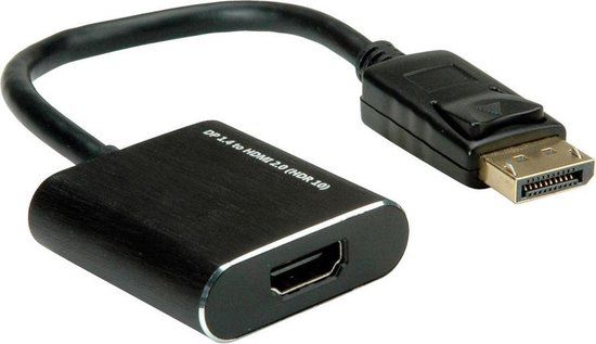 Roline Premium DisplayPort 1.4 naar HDMI 2.0 actieve adapter (4K 60 Hz + HDR) / zwart - 0,15 meter