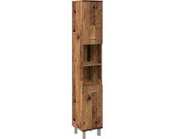 vidaXL Badkamerkast 30x30x179 cm bewerkt hout oud houtkleurig