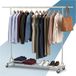 PORTENTUM Robuuste kledingstang uitschuifbaar met wielen en remmen, belastbaar tot 130 kg, kledingrek, stalen frame, 45 x 160-200 x 161,5 cm, met onderste legplank, snelle montage