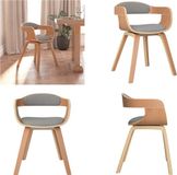 vidaXL Eetkamerstoel - gebogen - hout - en - stof - taupe