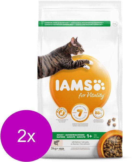 Iams Cat Adult Zalm - Kattenvoer - 2 x 3 kg