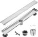 VEVOR Doucheafvoer 609 x 70 x 70 mm Vloerafvoer 42,5 L/min Afvoergoot RVS 304 Afvoer Doucheafvoer Rechthoekige Douchevloerafvoer Lineaire Afvoer met Stelvoeten, Haarzeef, Zilver