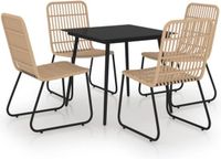 vidaXL 5-delige Tuinset Poly Rattan en Glas