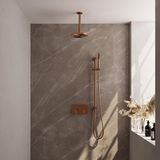 Brauer Copper Edition Thermostatische Regendoucheset Inbouw - Hoofddouche 20 cm - Met Drukknoppen - Handdouche Staaf - Doucheslang - Geintegreerde Glijstang