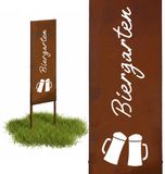 Merkloos / Sans marque Relaxdays Tuindecoratie - Biertuin - 85 x 28 cm - Roest - Metaal - Bruin