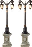 LuVille Kerstdorp Miniatuur Klassieke Lantaarn - Set van 2 - H14,5 cm
