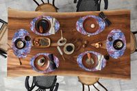 Merkloos Ovale Placemats - Blauw Rood Marmer Print - 6 Stuks