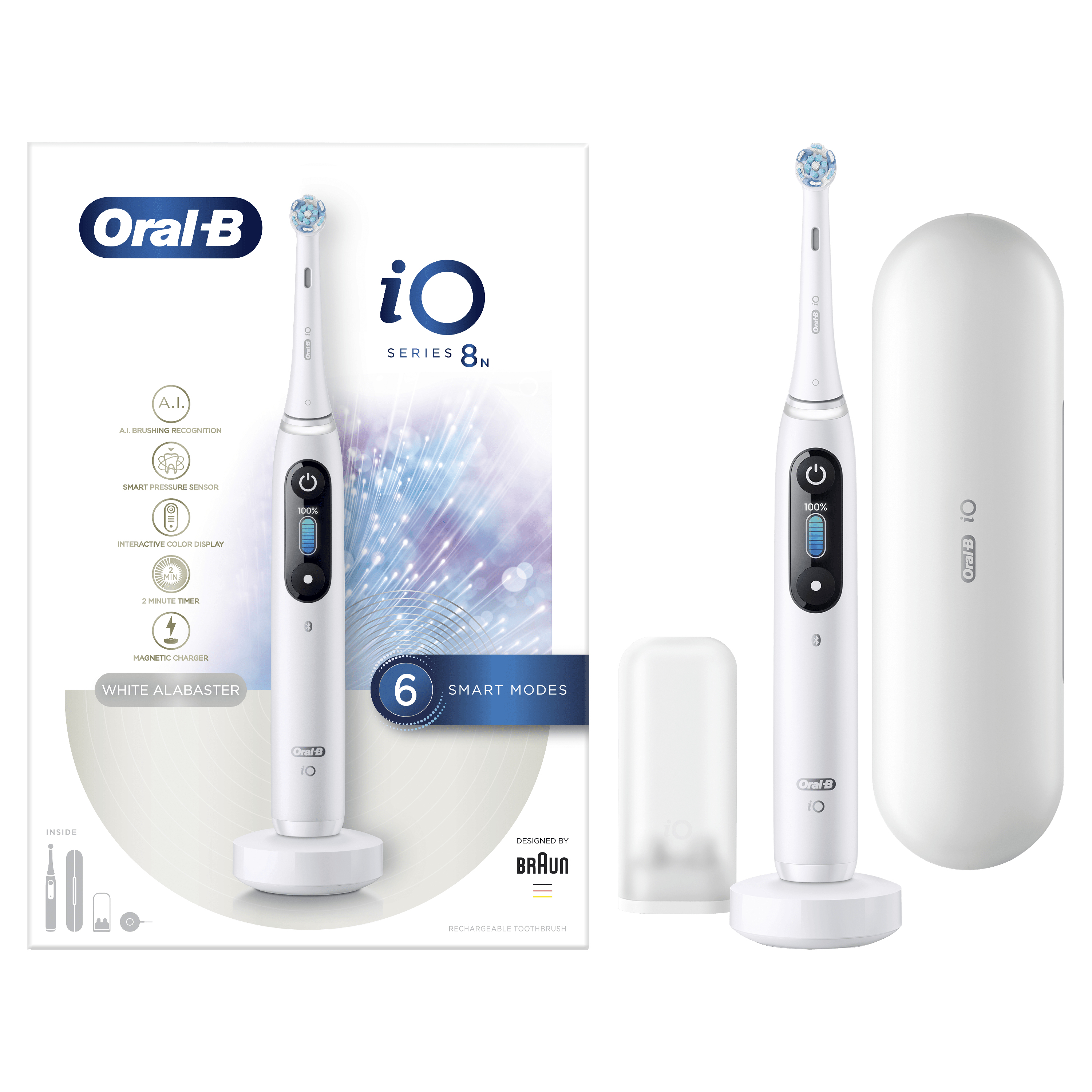 Oral-B   iO - 8n - Elektrische Tandenborstel Wit Powered By Braun