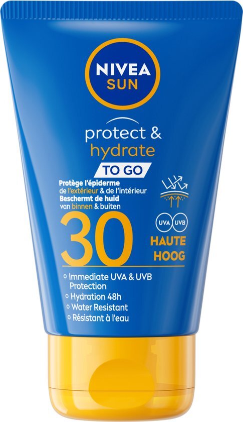 NIVEA SUN Protect &amp; Hydrate Pocket Size Zonnemelk - Mini Zonnebrand - SPF 30 - Waterbestendig - Trekt snel in - 50 ml