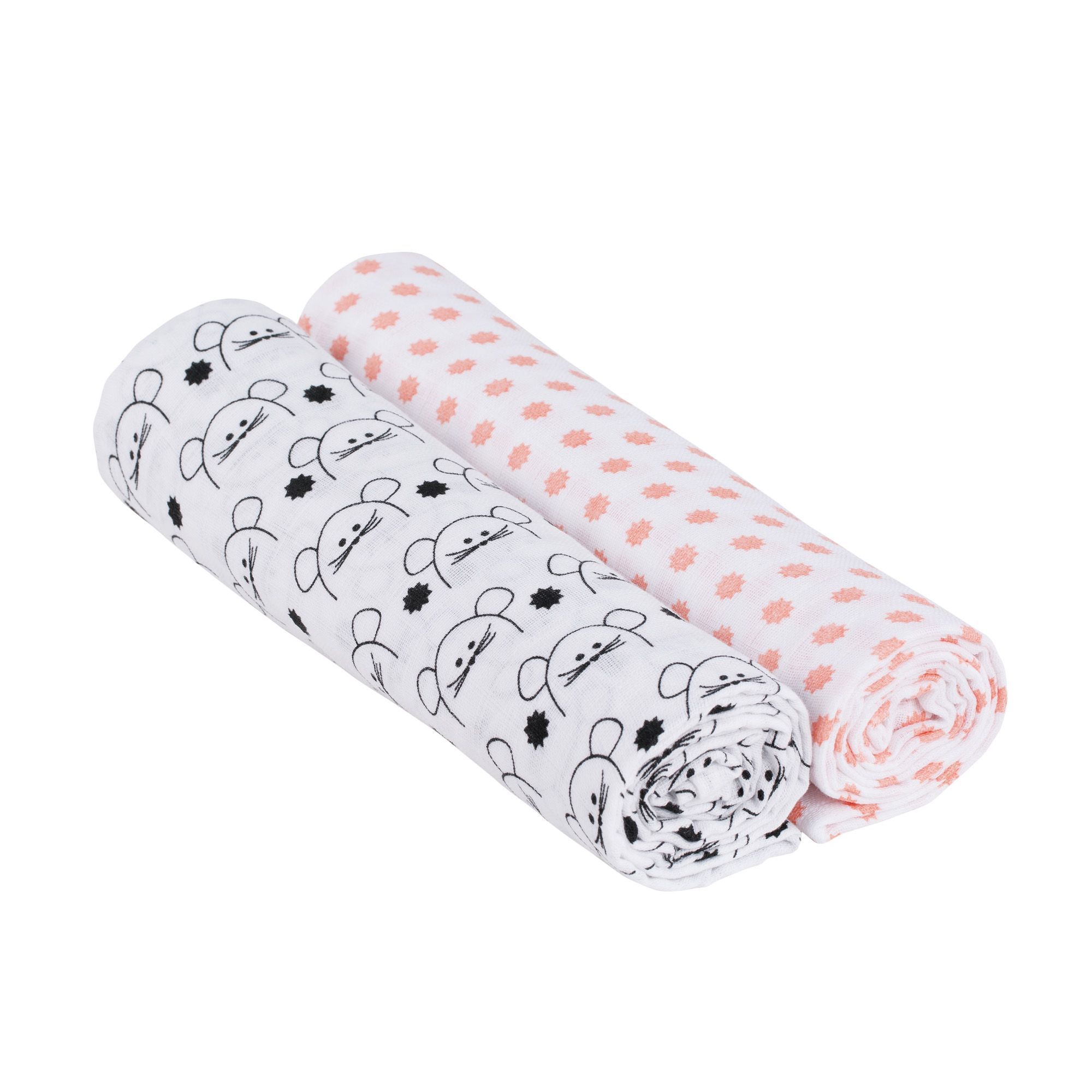 LÄssig Swaddle & Burb Blanket Little Chums Mouse - 120x120cm - Katoen