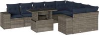 vidaXL 10-delige dining loungeset met kussens, grijs, polyrotan