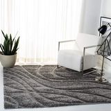 SAFAVIEH Florida Shag Collection, hoogpolig, grijs en grijs, 122 x 122 cm