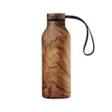 con-tatto Thermosfles met 3 wanden van staal en koper, 25 uur koud en 15 uur warm, inclusief sportlid-hoofdband en stop (walnut)