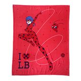 CTI Miraculous Ladybug Jump knuffeldeken, geruit, 125 cm breed, 150 cm lang, rood