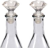 Arte r Bouchon de vin - 2x - plastique - aspect diamant taillé - 7 x 4 cm - bouchon de bouteille