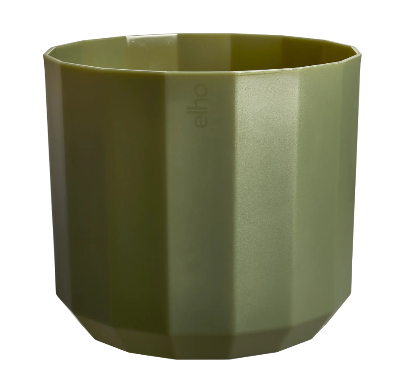 Elho Facet Rond 19cm - Bloempot voor Binnen - 100% Gerecycled Plastic - Ø 18.6 x H 16.7 cm - Bos groen