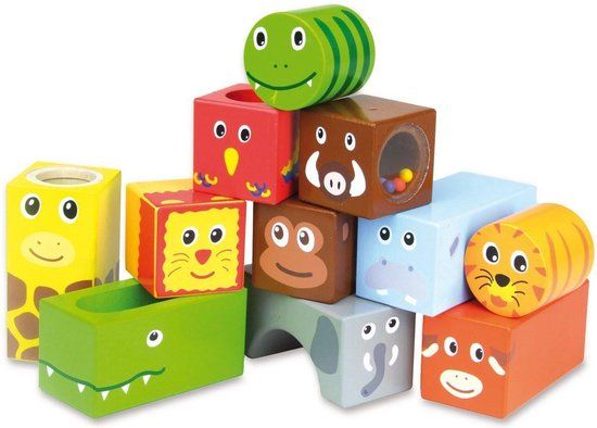 Vilac Muzikale blokken Savanne dieren van hout - 11 stuks - Multicolor