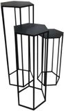 Home Deco Factory Plantenstandaard - 3x stuks - zwart - metaal - industrieel - verschillende hoogtes