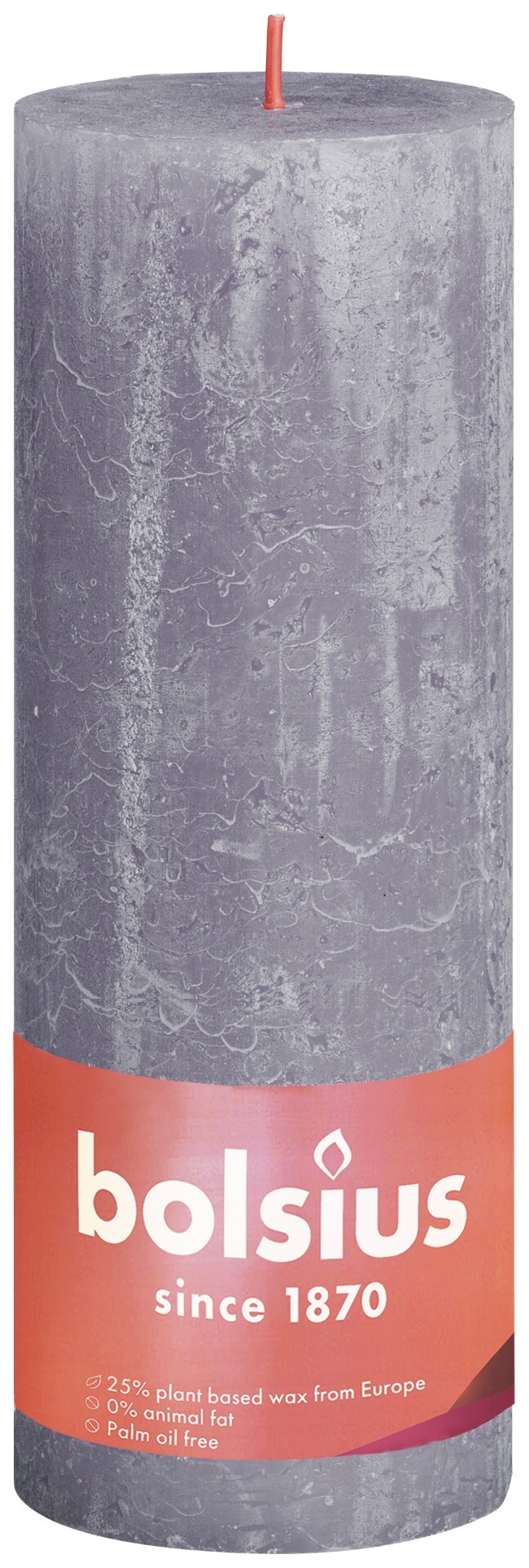 Bolsius Rustiek Shine stompkaars 190/68 Frosted Lavender