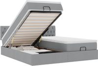 vidaXL - Bedframe met Ottomaanse Lift en LED's - Stof - Lichtgrijs - 180x200cm