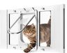 VEVOR Chat/Porte pour chat, réglable pour largeurs de fenêtre (686-813 mm), chatière résistante aux intempéries avec 4 positions de verrouillage sécurisées, cadre en aluminium, verre transparent et fermeture magnétique, blanc
