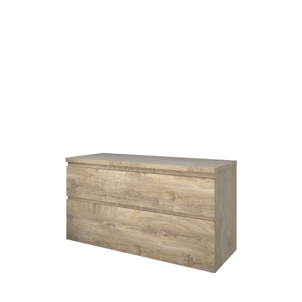 Proline Top badmeubelset 120x46x63.2cm inclusief wastafelblad a-symmetrisch MFC Raw oak 1817311