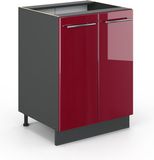 Vicco Fame-Line Meuble bas de cuisine – 60 cm sans plan de travail Bordeaux brillant