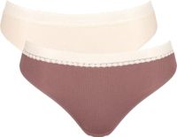 Sloggi Women GO Ribbed R Tai (2-pack) - dames slip - lichtbruin en ecru