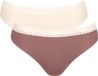 Sloggi Women GO Ribbed R Tai (2-pack) - dames slip - lichtbruin en ecru