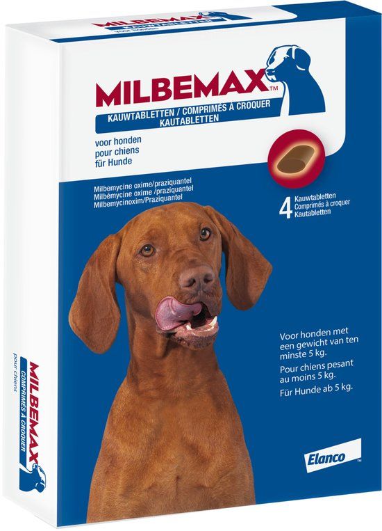 Milbemax kauwtabletten Grote hond 4 Tabletten