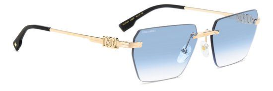 Dsquared2 D2 0102/S Ovaal Metaal Heren Zonnebril - Blauwe Lenzen - Goudkleurig Frame