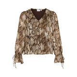 VILA semi-transparante top met dierenprint - lichtbruin