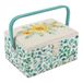Hobby Gift Exclusieve medium naaidoos, knutseldoos, accessoirelade, speldenkussen, PVC-handgreep, 18,5 x 25,5 x 14,5 cm, geborduurde eucalyptus