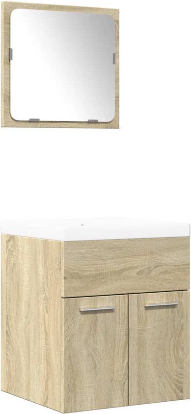 vidaXL 3-delige Badkamermeubelset bewerkt hout sonoma eikenkleurig