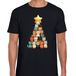 Bellatio Decorations Kerst T-shirt voor heren - kerstboom van kat/poes - zwart - kerstkatjes - Kerstmis M